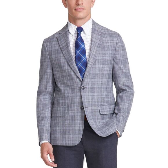 Tommy Hilfiger Mens Modern-Fit Plaid Sport Coat 36 Short Grey Blazer - NWT $295